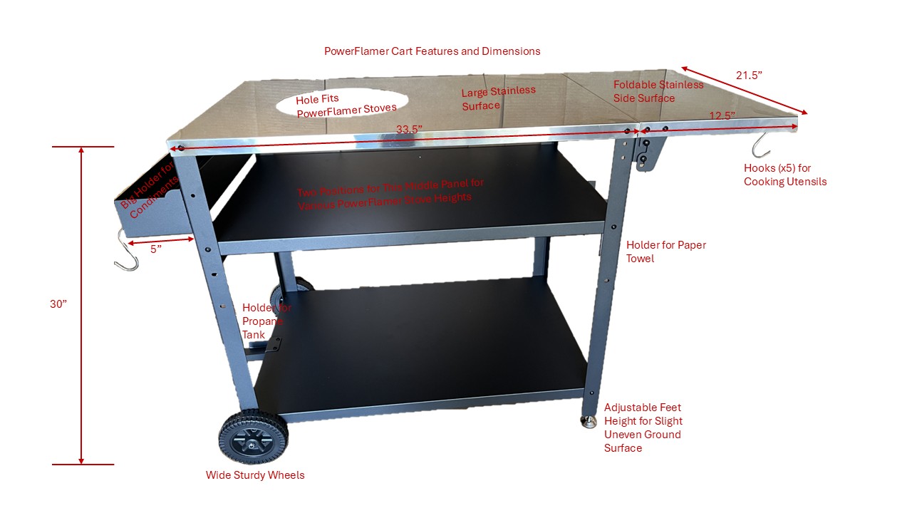 Features and Dimensions of the PowerFlamer Cart